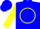 Silk - Blue, yellow circle 'w', blue hoops on yellow sleeves