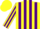 Silk - Yellow body, purple striped, yellow arms, purple striped, yellow cap, purple striped