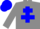 Silk - Grey body, blue cross of lorraine, grey arms, blue hooped, blue cap