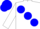 Silk - White body, blue large spots, white arms, blue cap