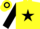 Silk - yellow, black star, black sleeves, yellow hoops, hooped cap