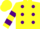 Silk - Yellow, purple spots, purple hoops on sleeves
