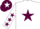 Silk - White body, maroon star, white arms, maroon stars, maroon cap, white star