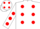 Silk - White body, red spots, white arms, red spots, white cap, red spots