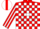 Silk - Red, red and white blocks on white triangle panel, red and white block stripe on sleeves