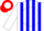 Silk - White, red and blue stripes, red 'ld' on white disc