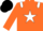 Silk - Orange body, white star and shoulders, orange arms, black cap