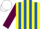 Silk - Yellow, Royal Blue stripes, Maroon sleeves, White cap