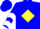 Silk - Blue, white bordered yellow diamond, yellow and white chevrons on sleeves