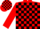 Silk - Red, black blocks, red and black 'gfg' ,black blocks on red sleeves