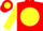 Silk - Red, red 'p' on yellow disc, red and yellow sleeves