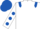 Silk - White, royal blue epaulets, white sleeves, royal blue spots, royal blue cap