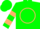 Silk - Green,tan'cpg'in tan circle,tan hoops on sleeves