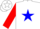 Silk - White, white 'sav' on blue star , blue and red opposing sleeves