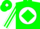 Silk - Green, green 'h' on white disc, green diamond stripe on sleeves