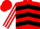 Silk - Red, black chevrons, white braces, black chevrons on white stripe on sleeves