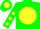 Silk - Green, green 'rr' on yellow disc, yellow spots on sleeves