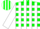 Silk - Green & white blocks, white stripes on sleeves