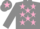 Silk - GREY, pink stars, grey cap, pink star