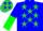 Silk - Blue, lime stars, blue and green halved sleeves