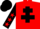 Silk - RED, black cross of lorraine, black sleeves, red stars, black cap