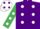 Silk - Purple, White spots, Emerald Green sleeves, White spots, White cap, Purple spots