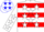 Silk - White, red hoops, blue quarter with white stars
