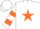 Silk - White, orange star, orange hoops on sleeves, white cap