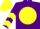 Silk - Purple, purple 'm' on yellow disc, yellow chevrons on sleeves, yellow cap