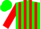 Silk - green and red stripes, red sleeves, green cap