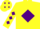 Silk - Yellow, Purple diamond, purple diamonds on sleeves and cap