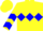 Silk - Fluorescent yellow, blue diamond hoop, blue chevrons on sleeves