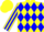 Silk - Yellow, blue diamonds, blue stripe on sleeves