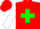 Silk - Red, green cross, blue band on white sleeves, red cap