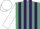 Silk - Emerald green and purple stripes, white sleeves and cap