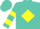 Silk - Turquoise, yellow diamond belt, yellow bars on sleeves