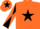 Silk - Orange, black star, black sleeves, orange diabolo, orange cap, black star