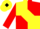 Silk - Yellow and red quarters, black 's', yellow diamond stripe on red sleeves