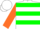 Silk - White, orange and green hoops, orange sleeves