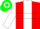 Silk - Red, silver and white 'l', white triangular v panel, green shamrock on white hoop on sleeves