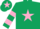Silk - Dark Green, Pink star, hooped sleeves and star on cap