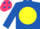 Silk - Royal Blue, Yellow disc, Cerise cap, Royal Blue spots