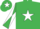 Silk - Emerald green, white star, diabolo on sleeves, emerald green cap and white star