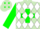 Silk - Light green, kelly green cross belts, white diamonds on green sleeves