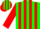 Silk - Green, red stripes on sleeves