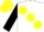 Silk - White, large Yellow spots, Black sleeves, Yellow cap