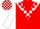 Silk - Red, white inverted chevron, red 'a' on white disc, red blocks on white sleeves