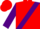 Silk - Red, white 'rowell' on white framed purple sash, white framed purple bands on sleeves