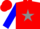 Silk - Red, blue 'sm' in grey horseshoe, grey star stripe on blue sleeves