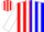 Silk - Red and blue halves, red and white stripes, white sleeves